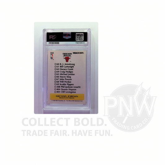 Michael Jordan 1990 Hoops Team Checklist #358 PSA 8