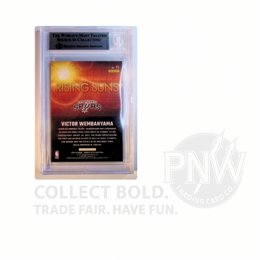 2023 24 Donruss Optic Rising Suns Victor Wembanyama Rookie RC 11 BGS 9 Mint