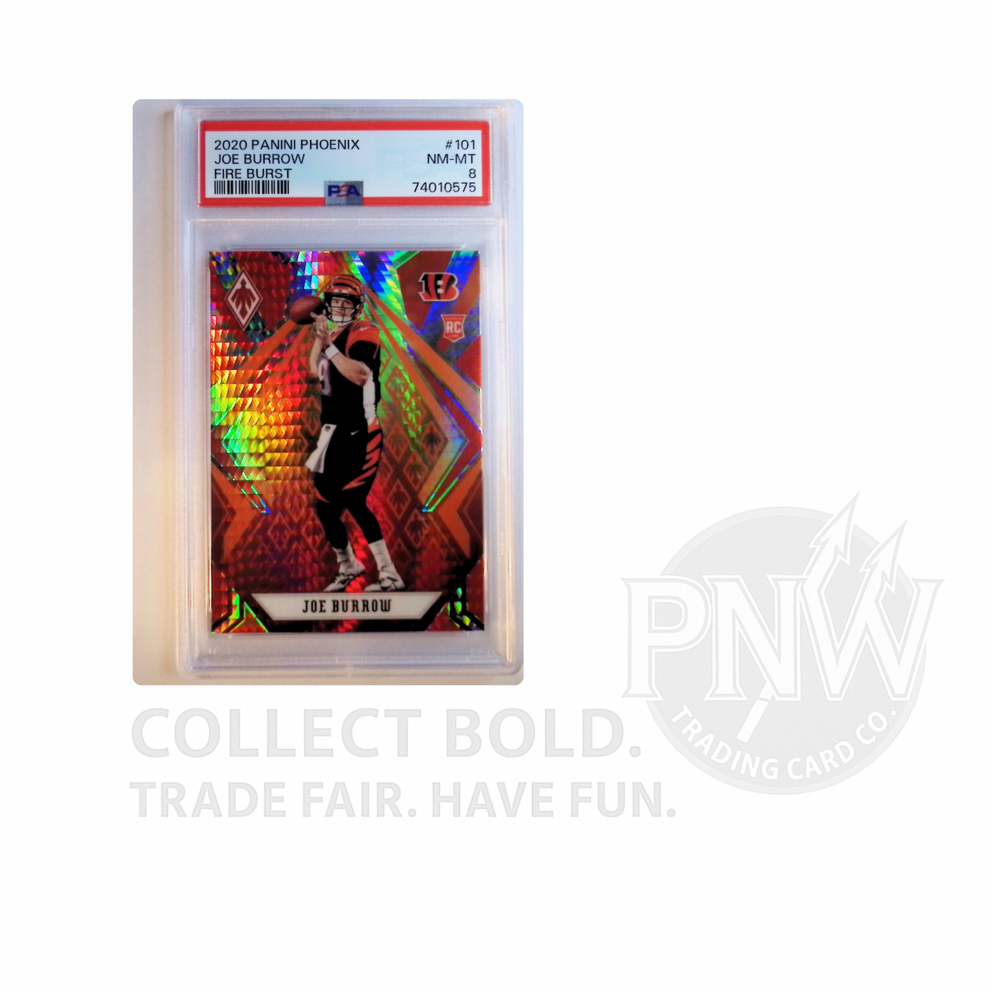 2020 Panini Phoenix Joe Burrow Fire Burst RC 101 PSA 8 NM MT