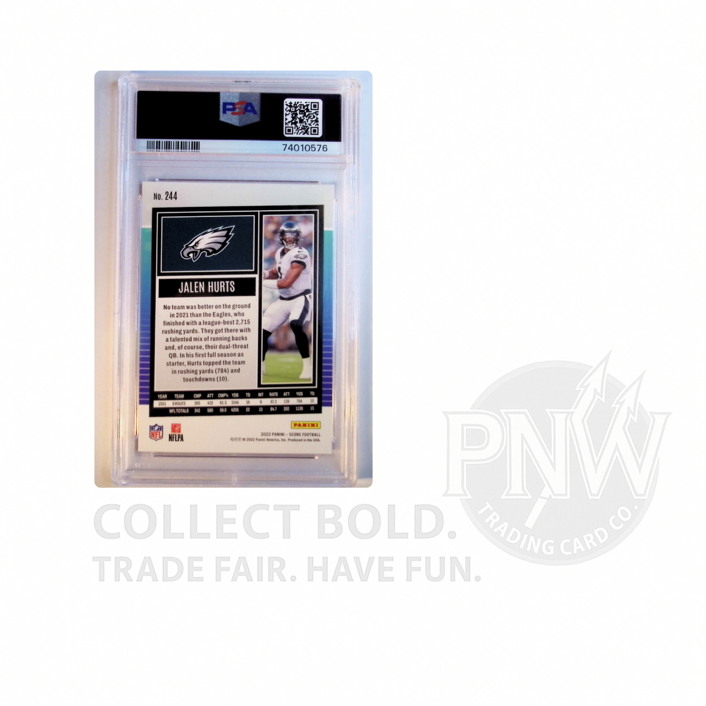 2022 Score Jalen Hurts Dots Red 244 499 PSA 9 Mint Eagles QB Serial Numbered