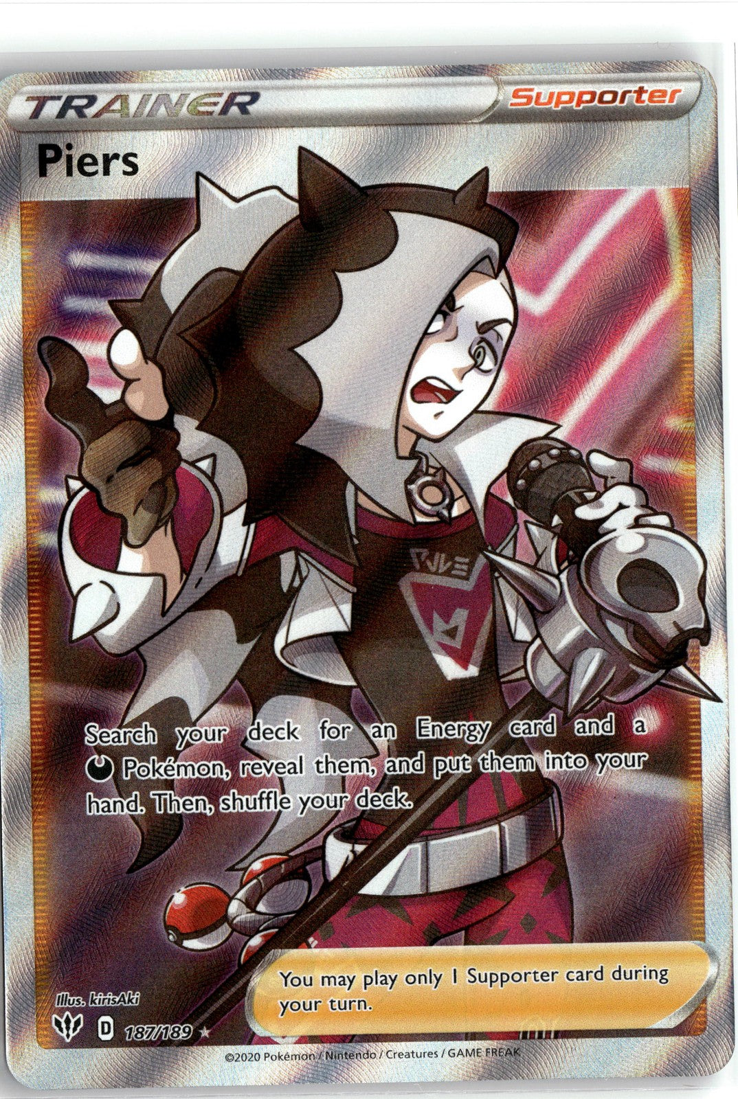 SWSH03: Darkness Ablaze #187/189 Piers (Full Art)