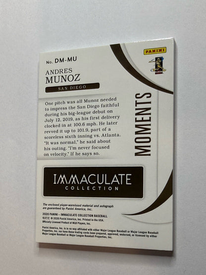 2020 Immaculate Debut Moments Andres Munoz RC Auto Bat Patch /25 Padres