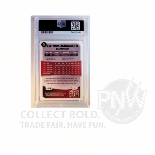 2017 SAGE Hit Premier Draft Patrick Mahomes II RC #5 PSA 9 MINT Chiefs MVP