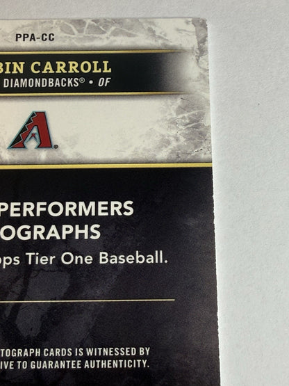 2025 Topps Tier One Corbin Carroll Prime Performers Auto /199 On Card Dbacks