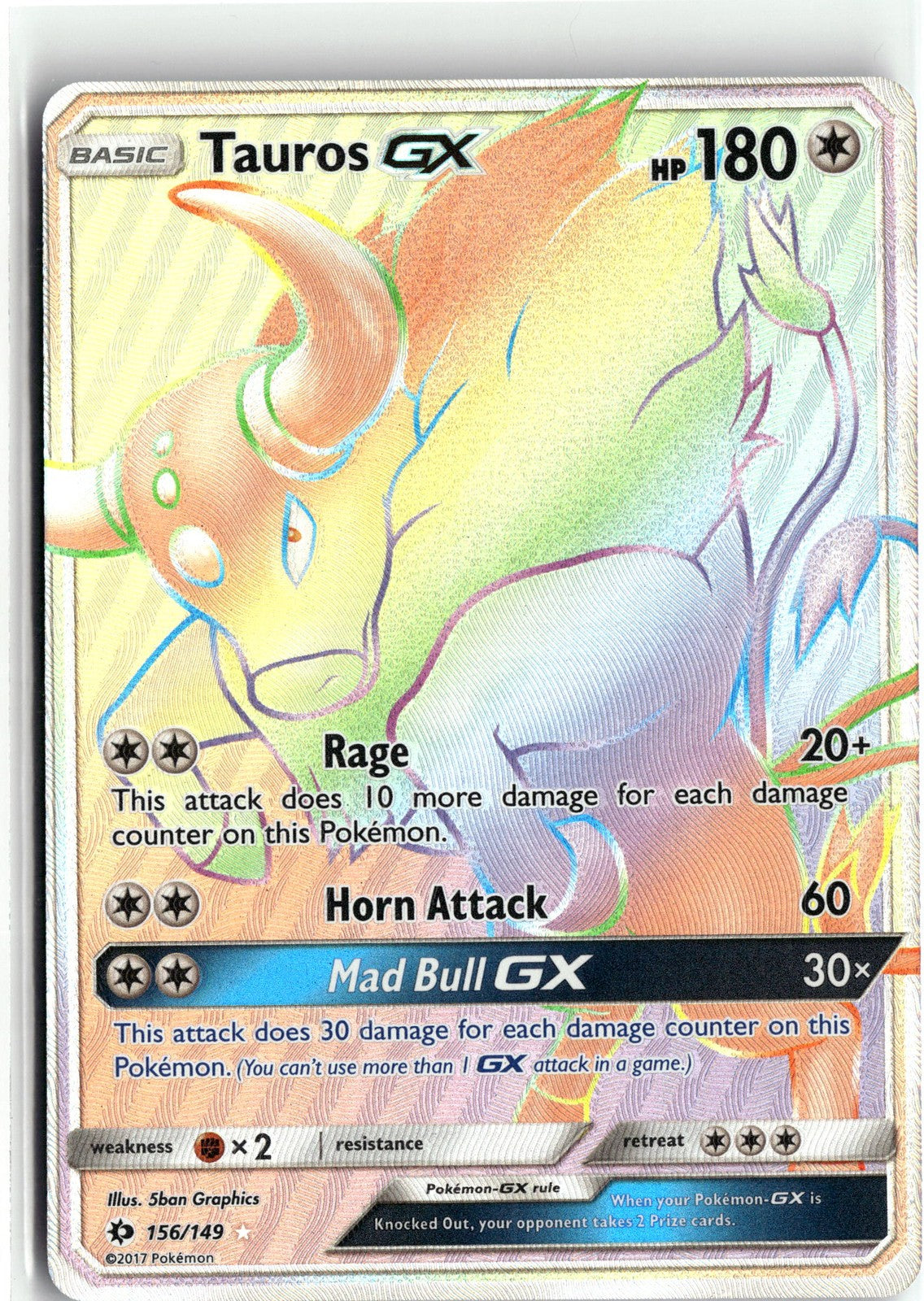 SM Base Set #156/149 Tauros GX (Secret)
