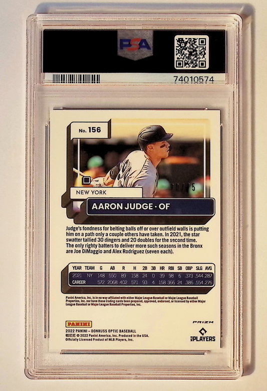 2022 Donruss Optic Aaron Judge #156 Blue /75 PSA 9 MVP New York
