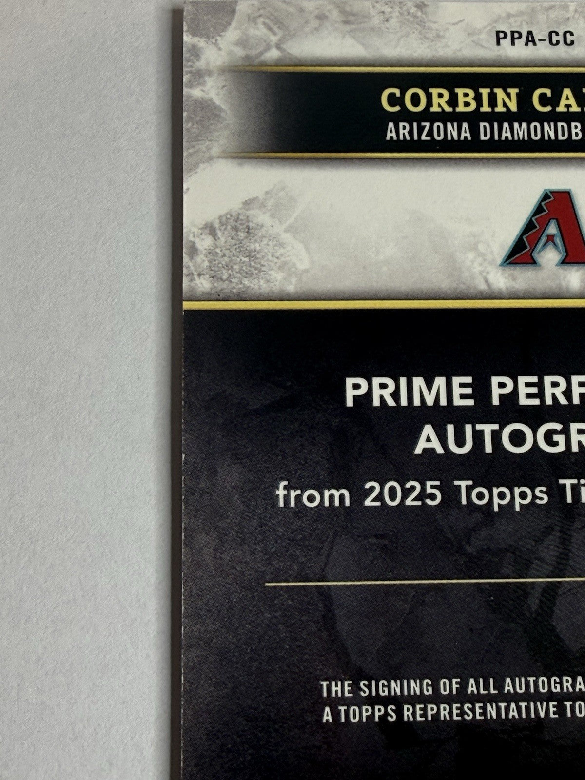 2025 Topps Tier One Corbin Carroll Prime Performers Auto /199 On Card Dbacks