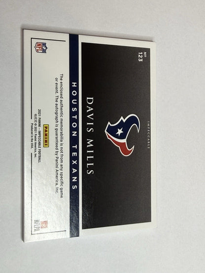 2021 Impeccable Davis Mills Elegance RPA RC Dual Patch Auto 41/75 Houston Texans