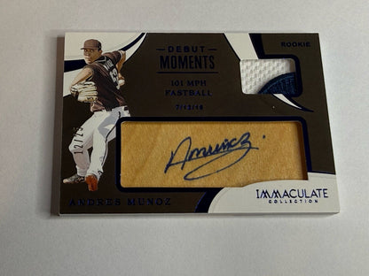 2020 Immaculate Debut Moments Andres Munoz RC Auto Bat Patch /25 Padres